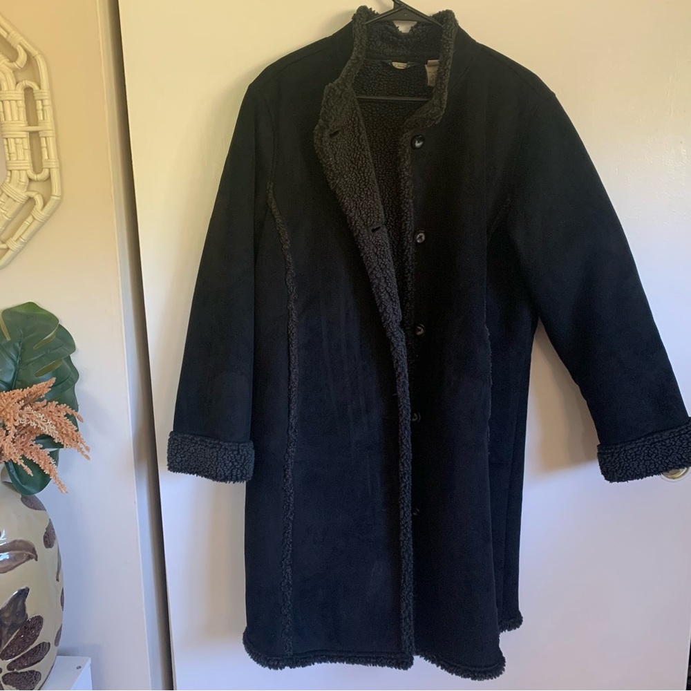Black Long Sherpa Lined Women's Coat
